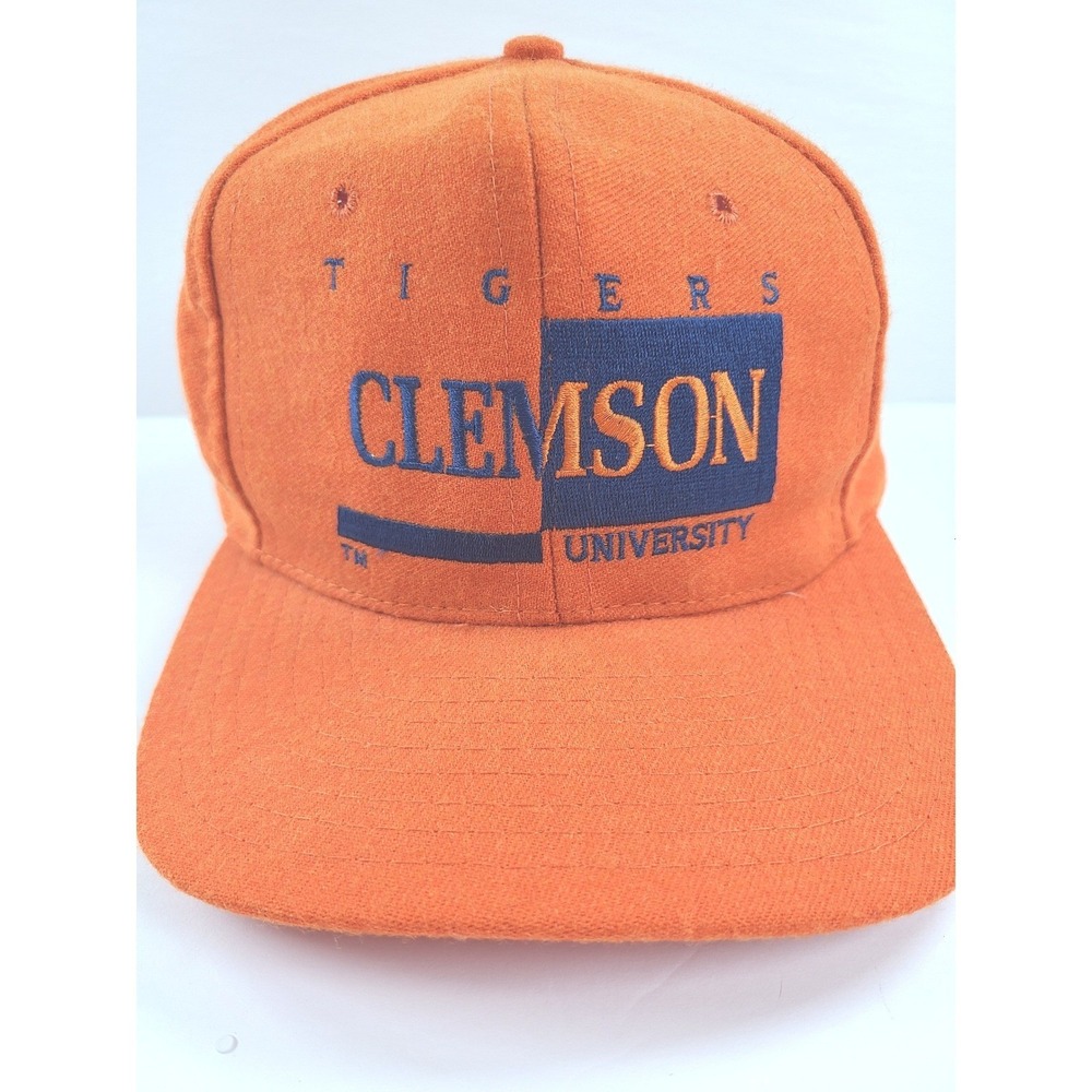 Vintage Clemson Tigers Signature Series Snapback Hat Orange Wool Collegiate 90s